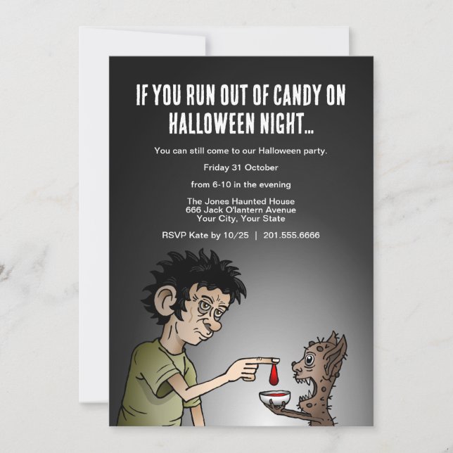 Convites Se você ficar sem doces na noite de Halloween (Frente)