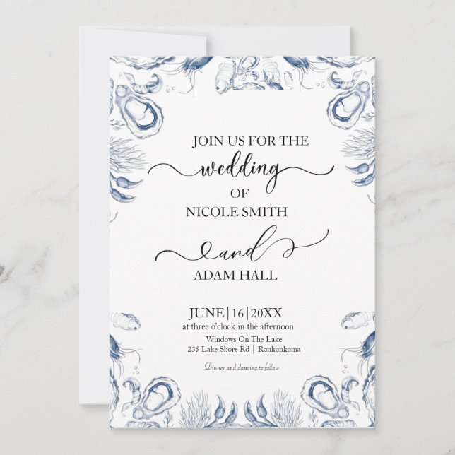 Convites  Sea Beach Wedding Invitation |Coastal Destination (Frente)
