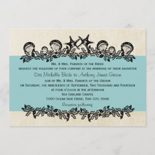 Convites Sea Garland Aqua Wedding