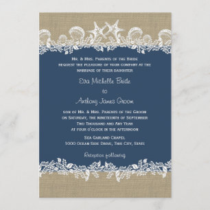 Convites Sea Garland Marinho Blue Wedding