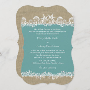 Convites Sea Garland Teal Beach Wedding