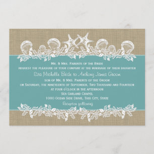Convites Sea Garland Teal Wedding