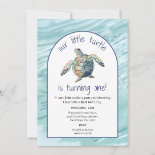Convites Sea Turtle Watercolor Birthday Invite