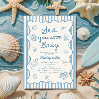 Convites Sea You Soon Baby Seashell Coastal Baby Shower