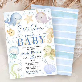 Convites Sea You Soon Boy Baby Shower Cute Ocean Invitation