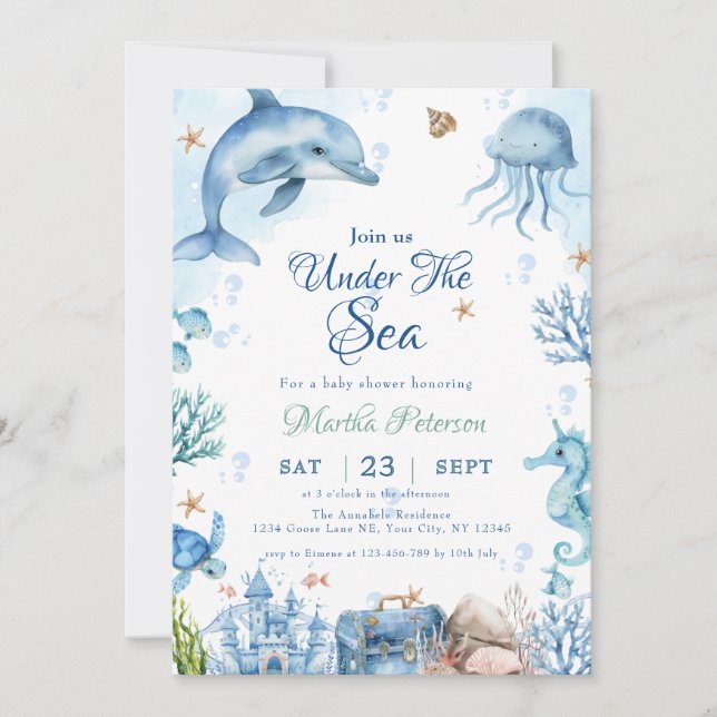 Convites Sea You Soon Seashell Baby Shower (Frente)