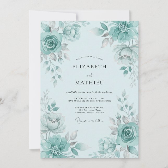Convites Seafoam Green Lush Spring Wedding (Frente)