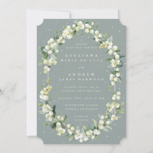 Convites Seafoam Green Snowberry+Eucalyptus Casamento no in