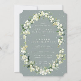 Convites Seafoam Green Snowberry+Eucalyptus Casamento no in