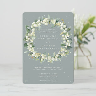 Convites Seafoam Green Snowberry+Eucalyptus Wreath Weding