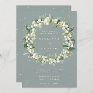 Convites Seafoam Green Snowberry+Eucalyptus Wreath Weding