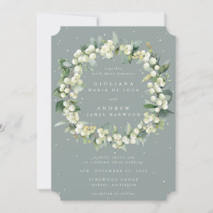 Convites Seafoam Green Snowberry+Eucalyptus Wreath Weding