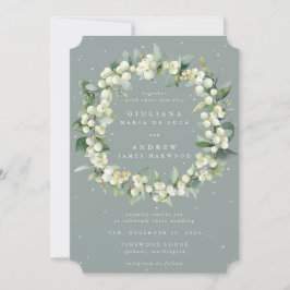 Convites Seafoam Green Snowberry+Eucalyptus Wreath Weding