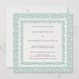 Convites Seafoam Green + White Waves Elegant Beach Weding