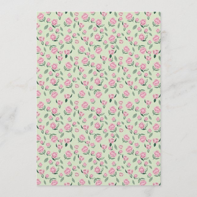 Convites Seamless Pink Rose Watercolor Pattern (Frente)