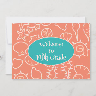 Convites Seashell Art Welcome to Class Teacher Message Card