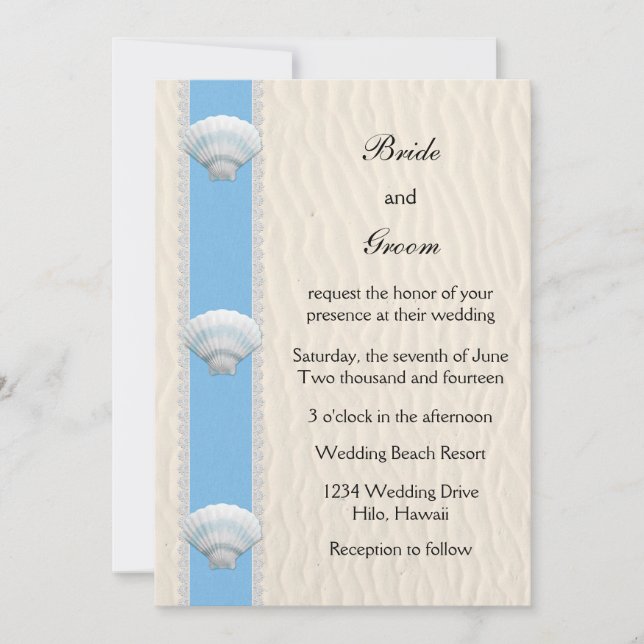 Convites Seashell Beach Wedding (Frente)