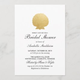 Convites Seashell Faux Gold Foil | Chá de panela do oceano