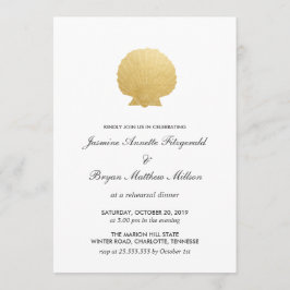 Convites Seashell Faux Gold Foil | Janto de ensaio no ocean