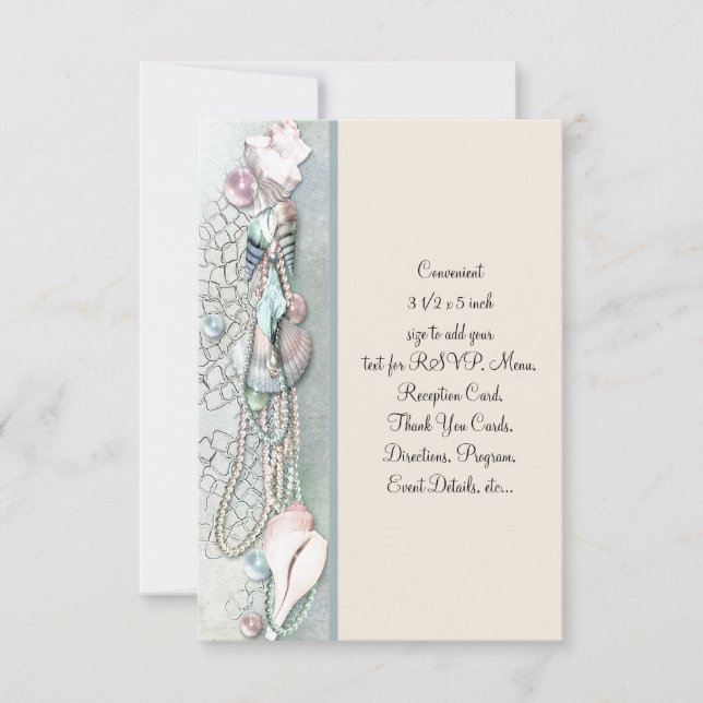 Convites Seashell Pearls Elegant Beach Wedding (Frente)