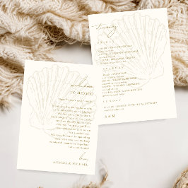 Convites Seashell Wedding Welcome Letter Itinerary Card