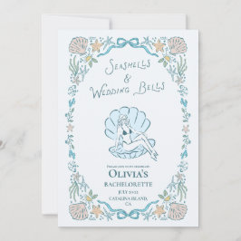 Convites Seashells Wedding Bells Whimsical Bachelorette