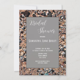 Convites Seashore Coral Sand & Shells, Modern Beach, Bridal