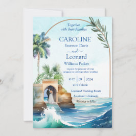 Convites Seaside Love: Tropical Beach Wedding Invitation