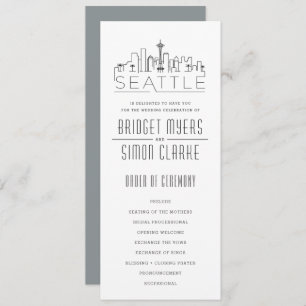 Convites Seattle Stylized Skyline Programa Casamento