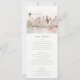 Convites Seattle Washington Watercolor Scape Wedding Menu