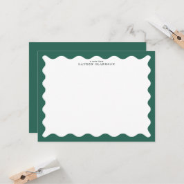 Convites Seaweed Green Wavy Frame Note Card