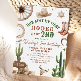Convites Second Rodeo Cowboy Wild West Birthday Invitation 