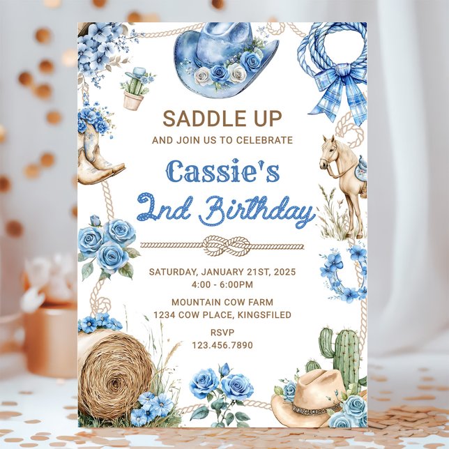 Convites Second Rodeo Cowboy Wild West Birthday Party (Criador carregado)