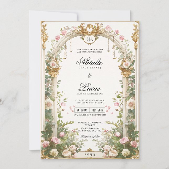 Convites Secret Garden Floral Arch Casamento Imprimível (Frente)