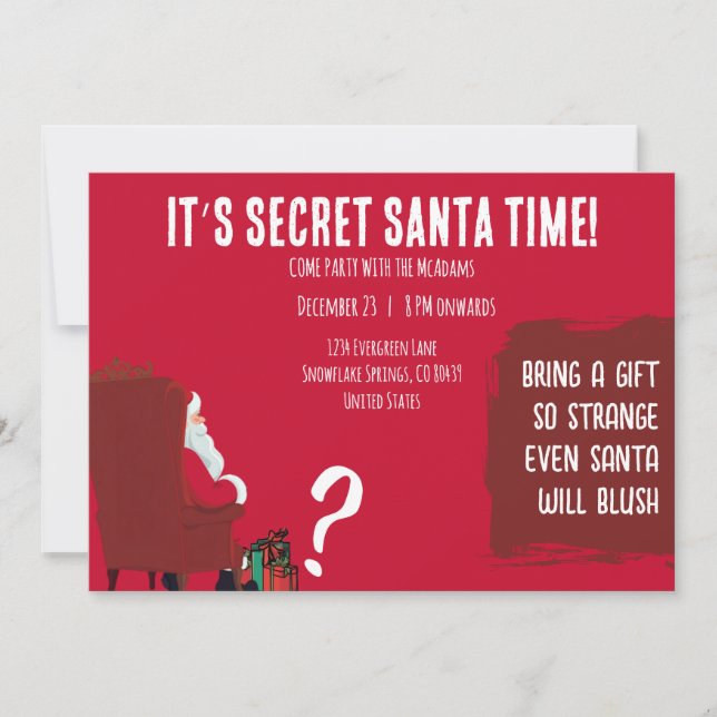 Convites Secret Santa Party – Funny Invitation Card (Frente)