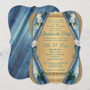 Convites Seda Metálica Verde Esmeralda e Bachelorette Doura