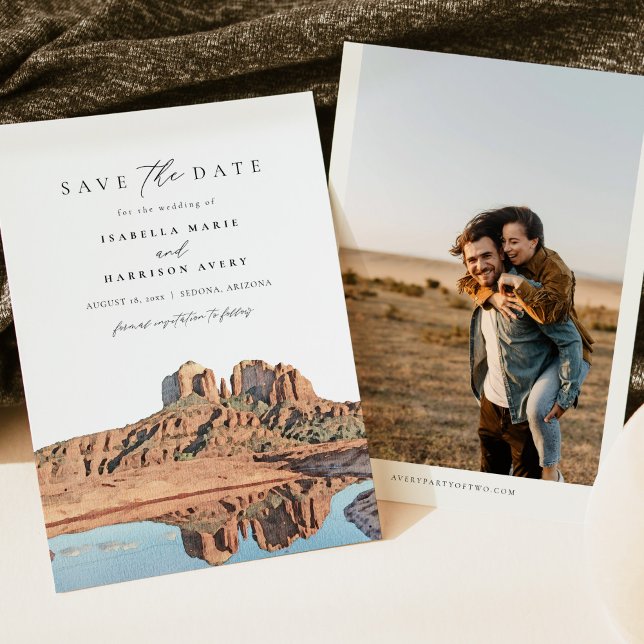 Convites SEDONA Watercolor Desert Skyline Salve a Data Inv (Criador carregado)