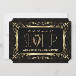 Convites Sedução Anos 20 Dourado Art Déco Seja meu Padrinho