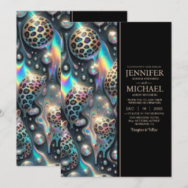 Convites SEE BACK All-In-One Exotic Posh Wedding Invitation