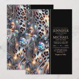 Convites SEE BACK All-In-One Exotic Posh Wedding Invitation