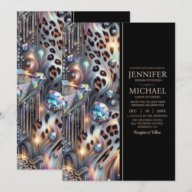 Convites SEE BACK All-In-One Exotic Posh Wedding Invitation (Frente/Verso)