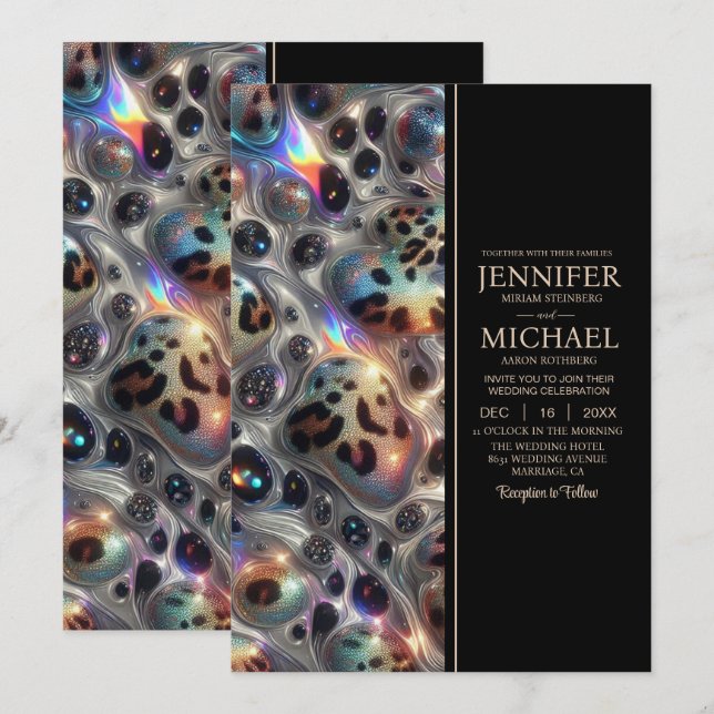 Convites SEE BACK All-In-One Exotic Posh Wedding Invitation (Frente/Verso)