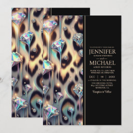 Convites SEE BACK All-In-One Exotic Posh Wedding Invitation