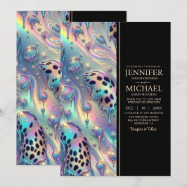 Convites SEE BACK All-In-One Exotic Posh Wedding Invitation