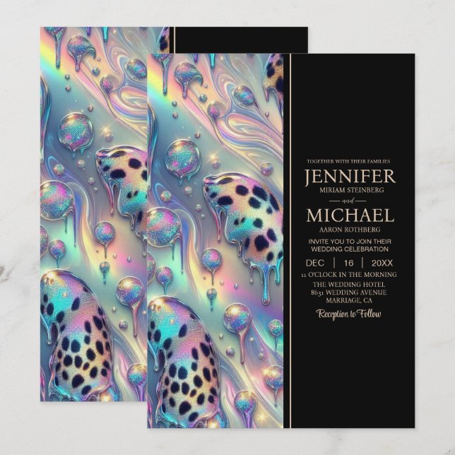 Convites SEE BACK All-In-One Exotic Posh Wedding Invitation (Frente/Verso)