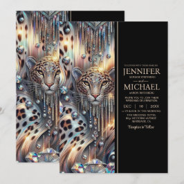 Convites SEE BACK All-In-One Exotic Posh Wedding Invitation