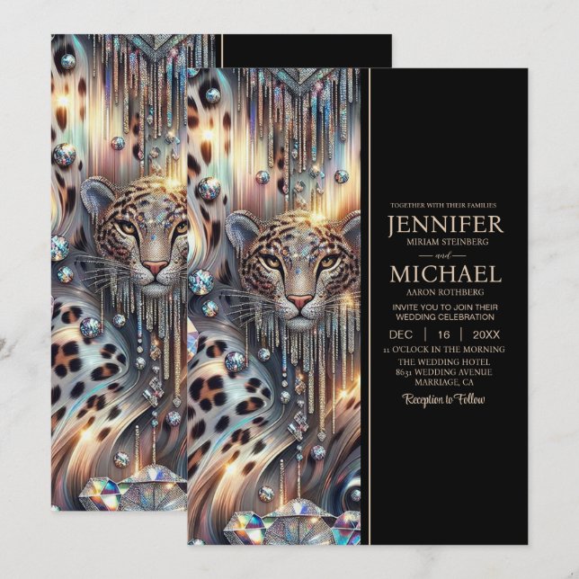 Convites SEE BACK All-In-One Exotic Posh Wedding Invitation (Frente/Verso)