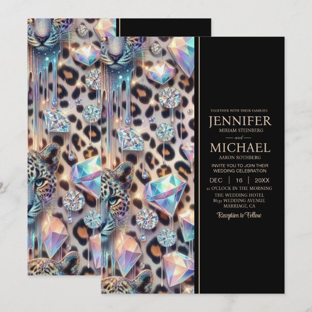 Convites SEE BACK All-In-One Exotic Posh Wedding Invitation (Frente/Verso)