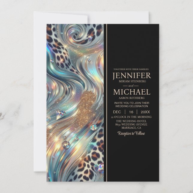 Convites SEE BACK All-In-One Exotic Posh Wedding Invitation (Frente)