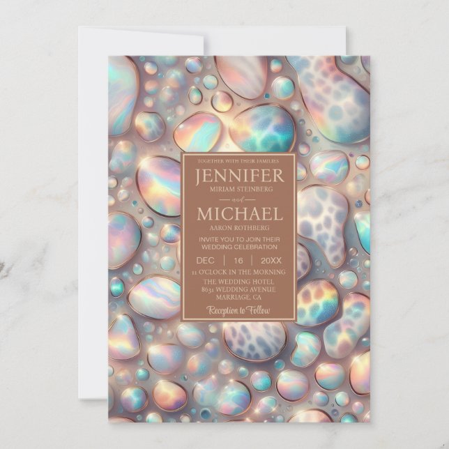 Convites SEE BACK All-In-One Exotic Posh Wedding Invitation (Frente)